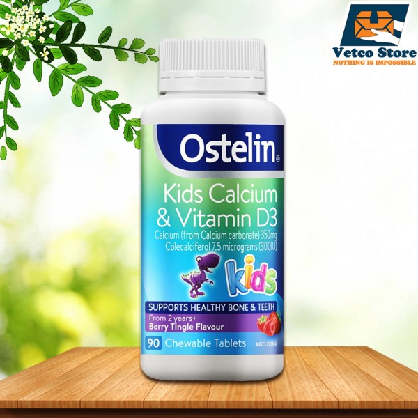 Viên nhai Ostelin Kids Calcium & Vitamin D3 Hộp 90 viên